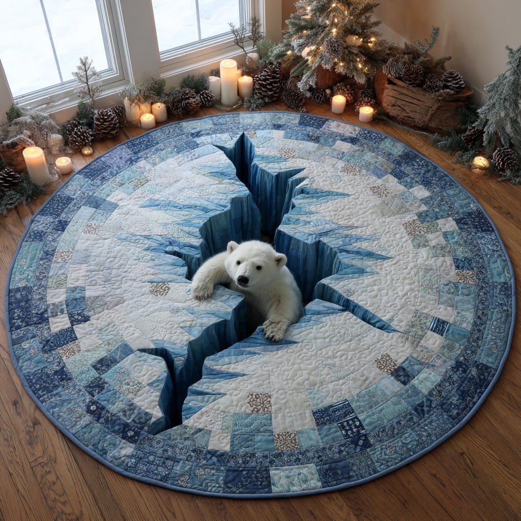 Polar Whispers Round Mat Rug - washable non-slip printed rug
