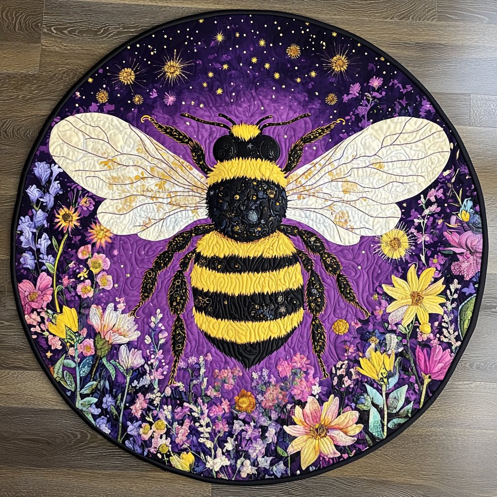 Pollen Dance Round Mat Rug - washable non-slip printed rug