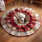 Poodle Round Mat Rug - washable non-slip printed rug