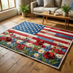 Poppy Banner area rug in a living room