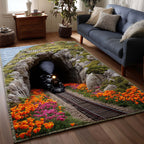 Poppy Canyon Train area rug in a living room