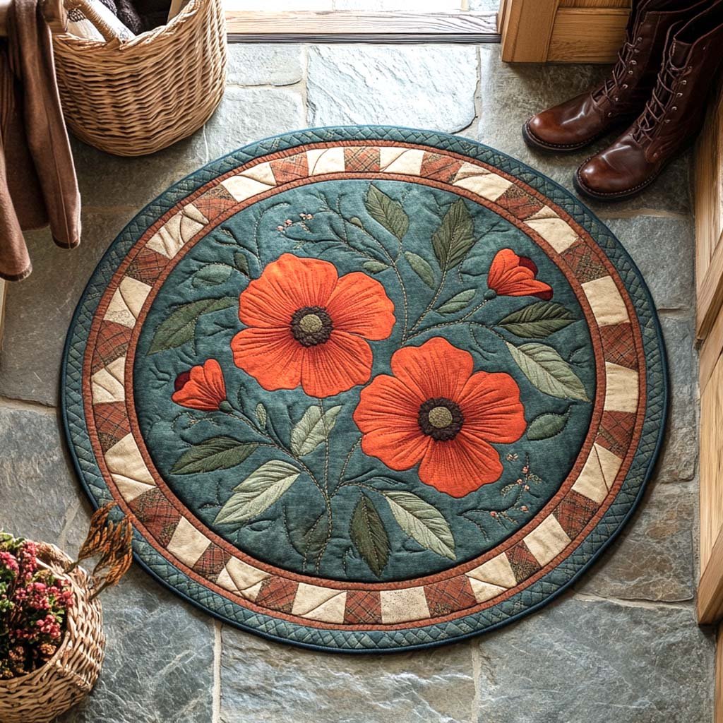 Poppy Fields Forever Round Mat Rug - Nature Design | Serene Home Decor