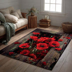 Poppy Meadow area rug in a living room