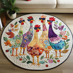Poultry Patch Round Mat Rug - washable non-slip printed rug