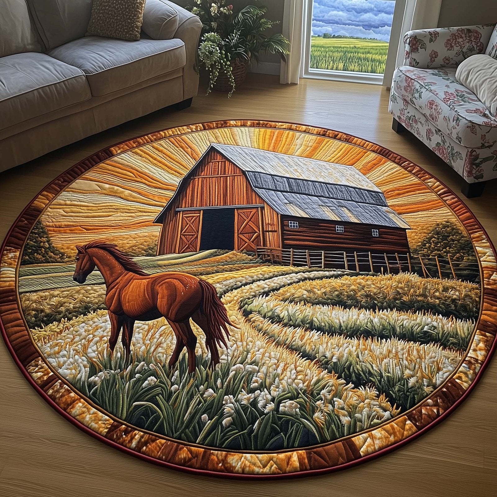 Prairie Blessing Round Mat Rug - Nature Design | Serene Home Decor