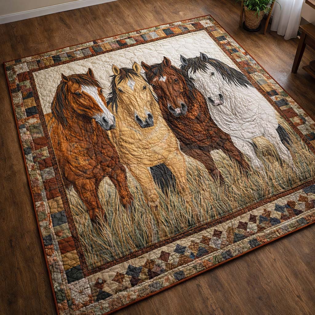 Prairie Four Mustangs area rug in a living room