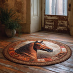 Prairie Gallop Round Mat Rug - washable non-slip printed rug