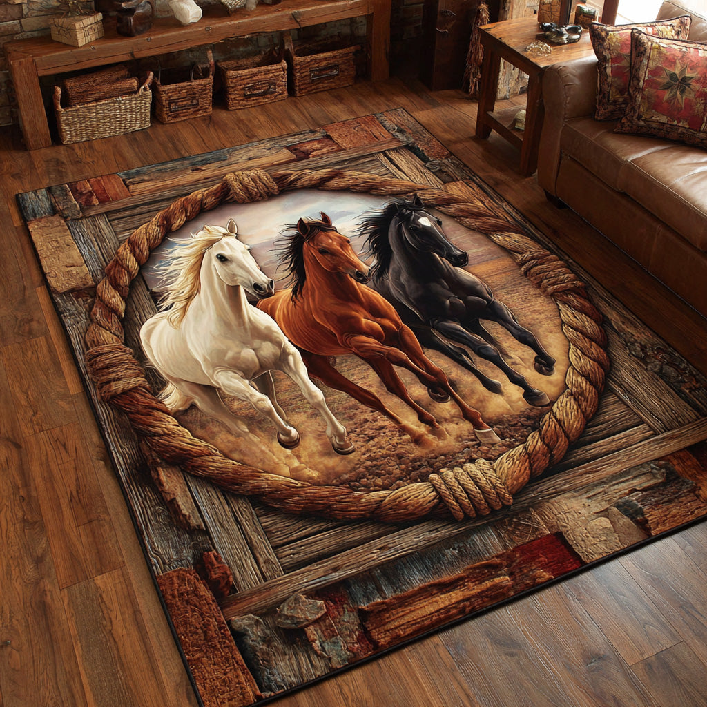 Prairie Horse area rug in a living room