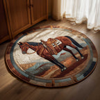 Prairie Horse Round Mat Rug - washable non-slip printed rug