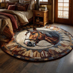 Prairie Horse Round Mat Rug - washable non-slip printed rug