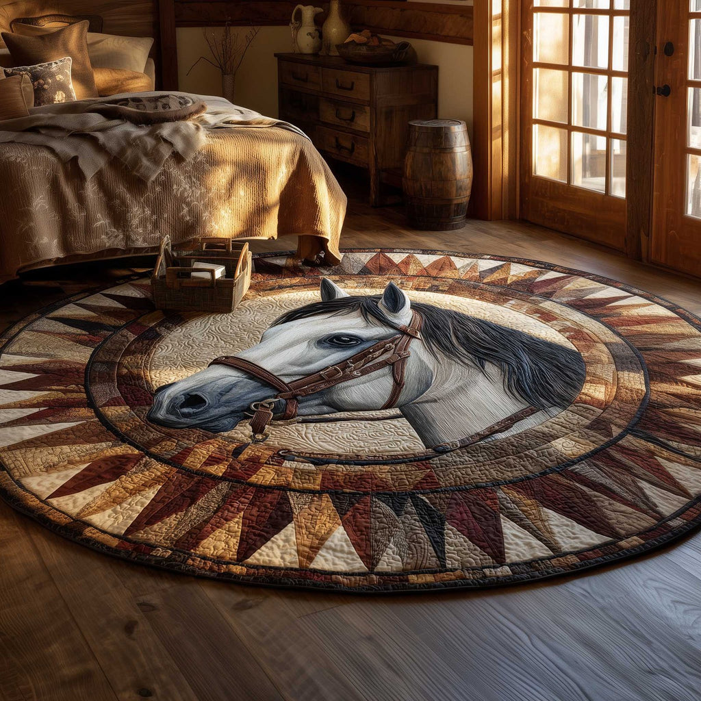 Prairie Horse Round Mat Rug - Cute Pet Design | Animal Printed Home Decor