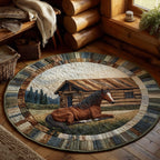 Prairie Horse Round Mat Rug - washable non-slip printed rug