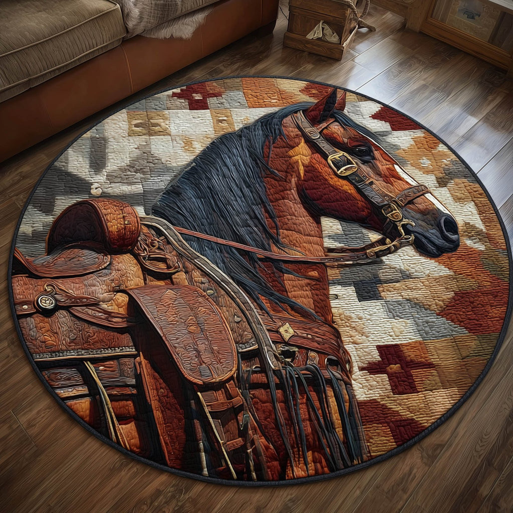 Prairie Horse Round Mat Rug - Cute Pet Design | Animal Printed Home Decor
