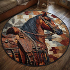 Prairie Horse Round Mat Rug - washable non-slip printed rug