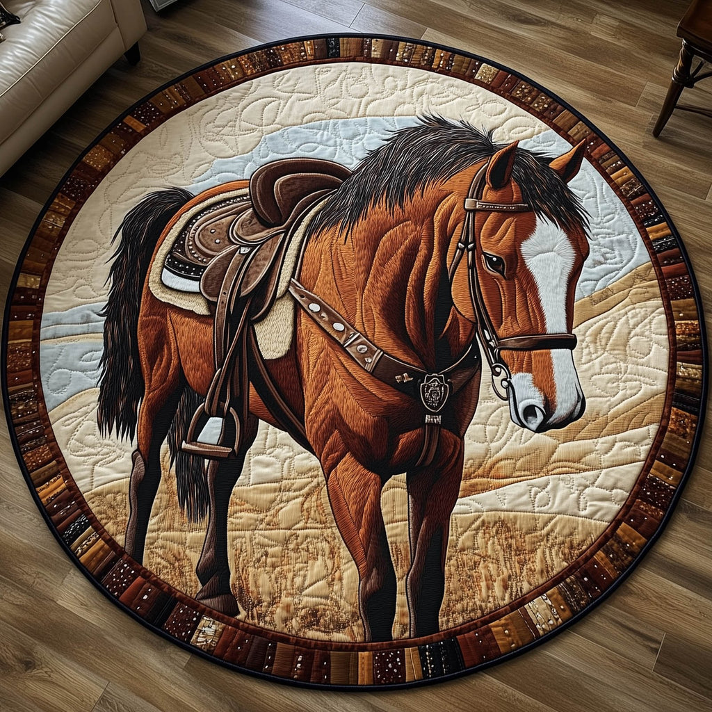 Prairie Horse Round Mat Rug - Cute Pet Design | Animal Printed Home Decor