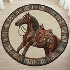 Prairie Horse Round Mat Rug - washable non-slip printed rug