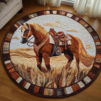 Prairie Horse Round Mat Rug - washable non-slip printed rug