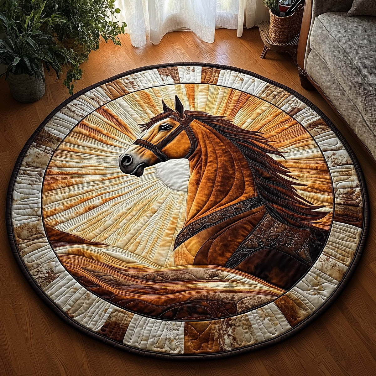Prairie Horse Round Mat Rug - Cute Pet Design | Animal Printed Home Decor