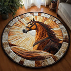 Prairie Horse Round Mat Rug - Cute Pet Design | Animal Printed Home Decor