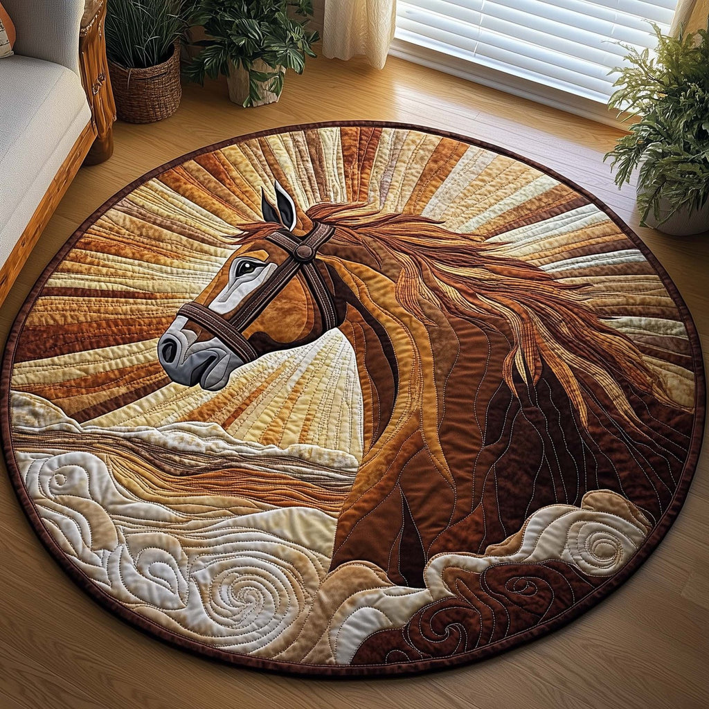 Prairie Horse Round Mat Rug - Cute Pet Design | Animal Printed Home Decor