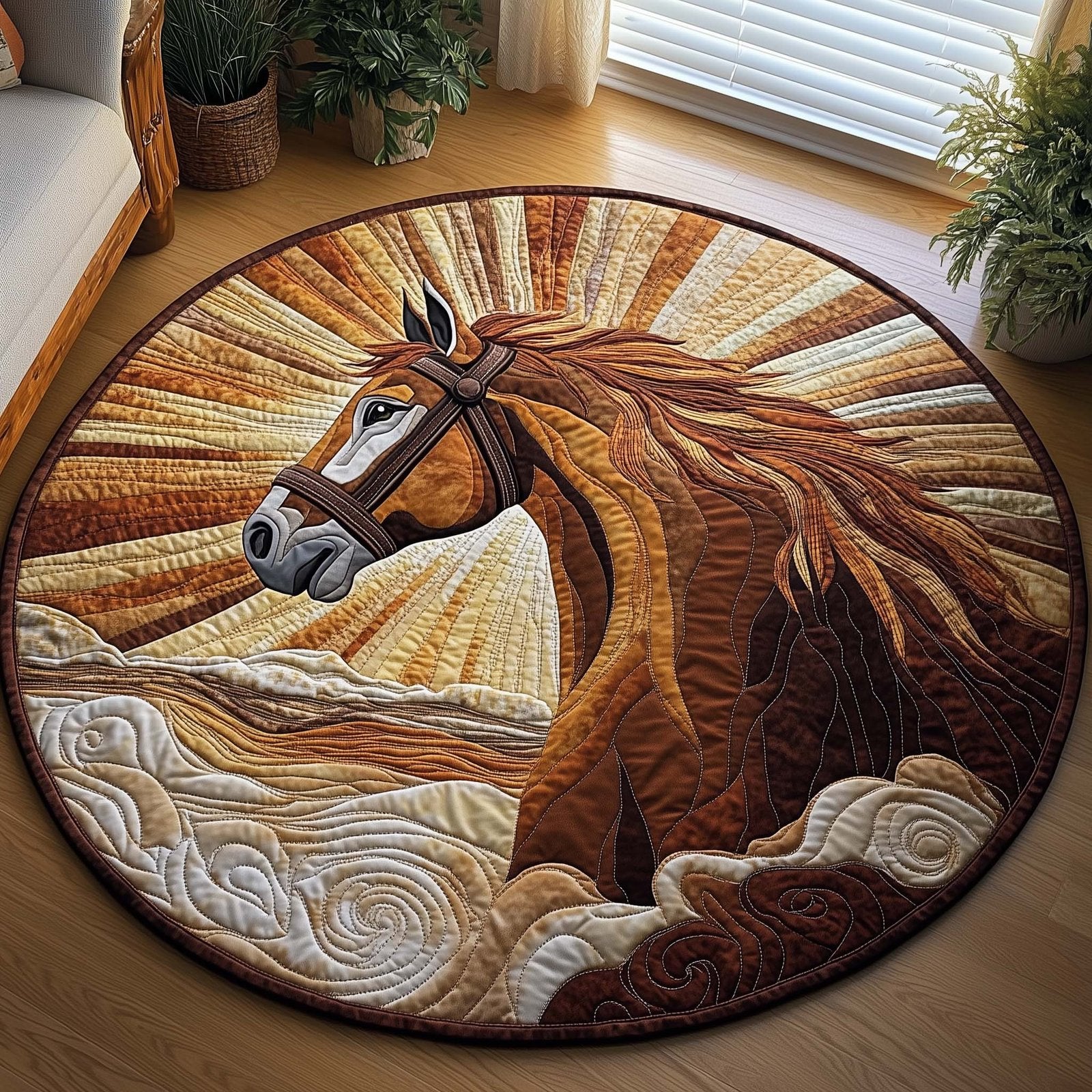 Prairie Horse Round Mat Rug - Cute Pet Design | Animal Printed Home Decor