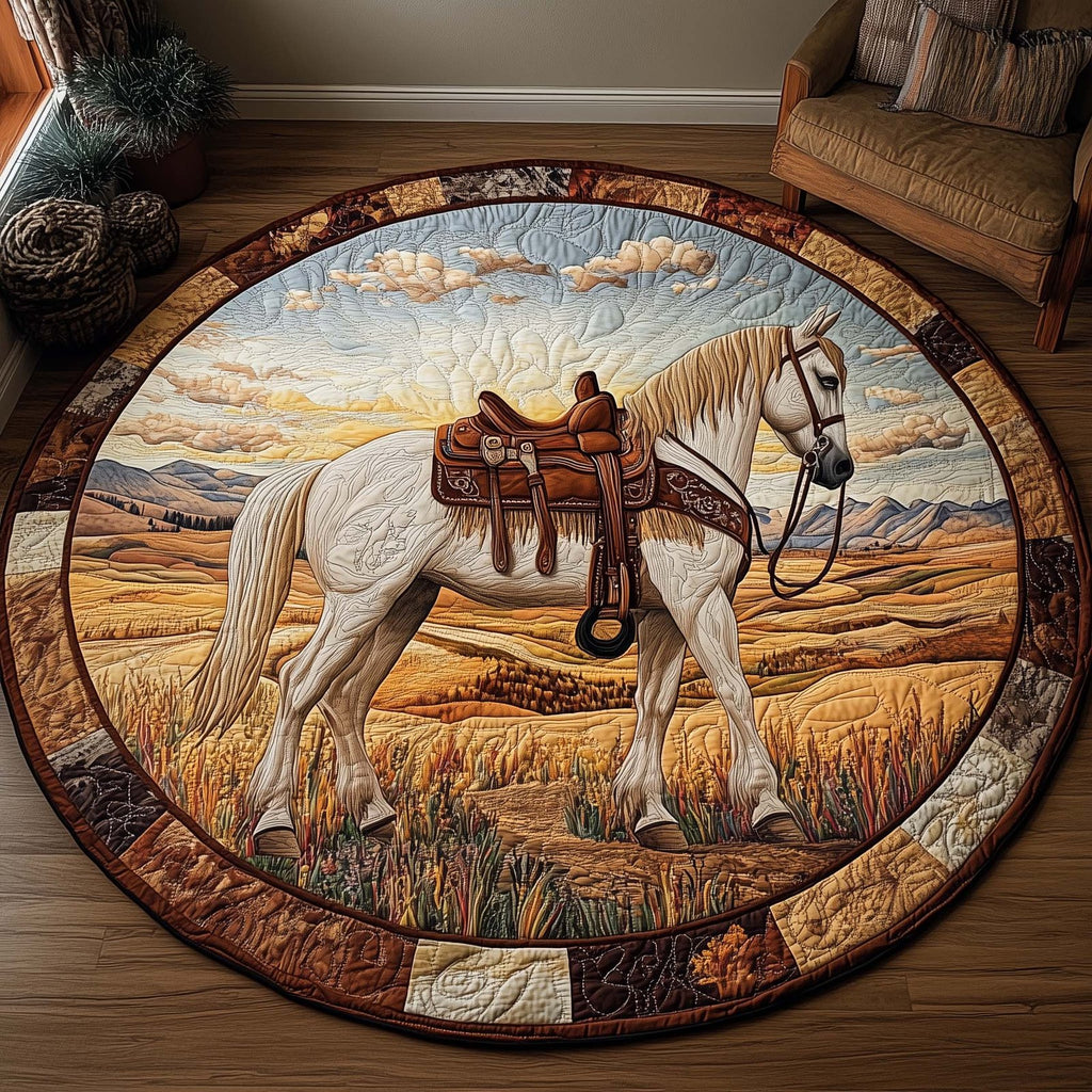 Prairie Horse Round Mat Rug - Cute Pet Design | Animal Printed Home Decor