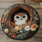 Prairie Owl Charm Round Mat Rug - washable non-slip printed rug