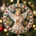Praying Angel Pearl Halo Christmas Ornament