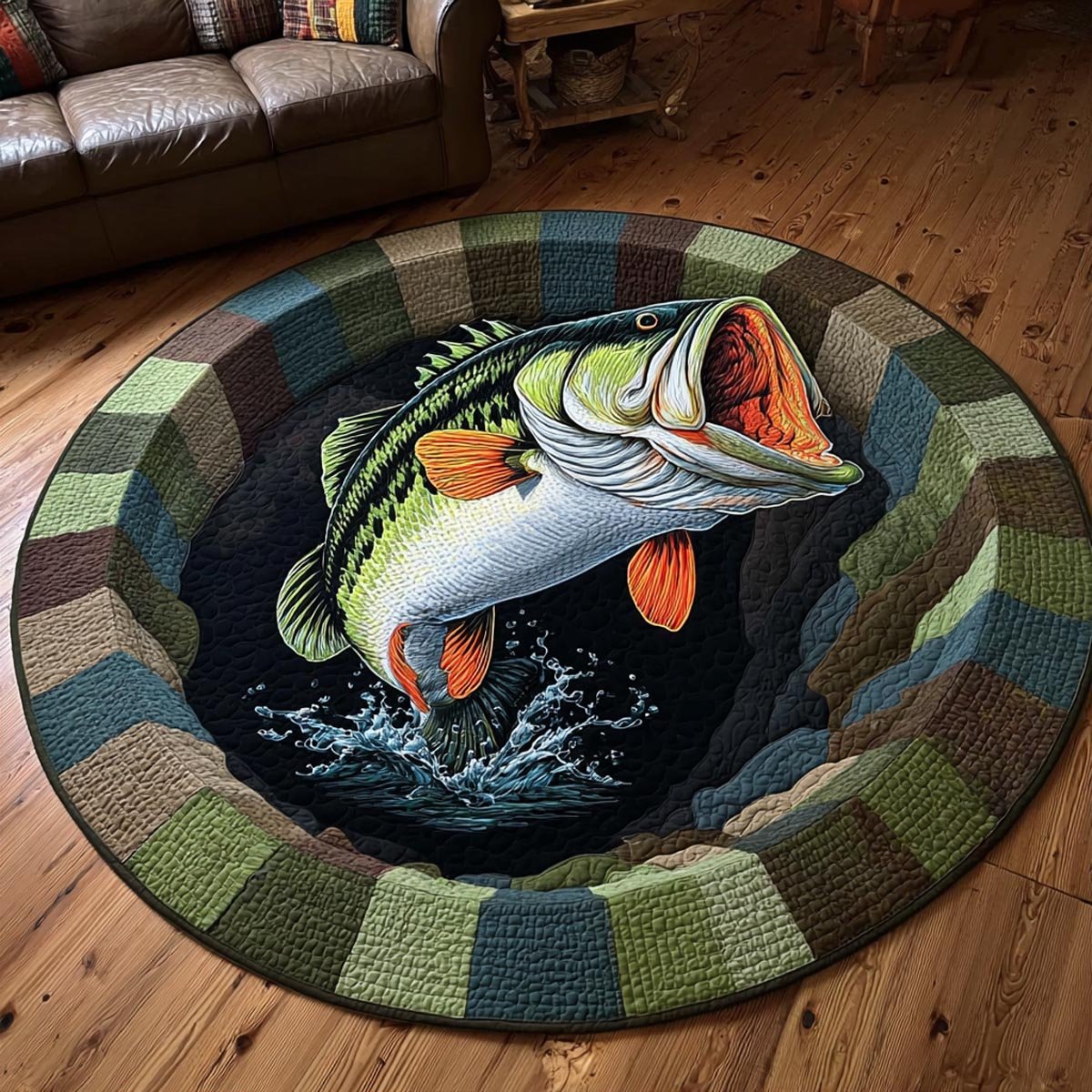 Predator Below Round Mat Rug - washable non-slip printed rug