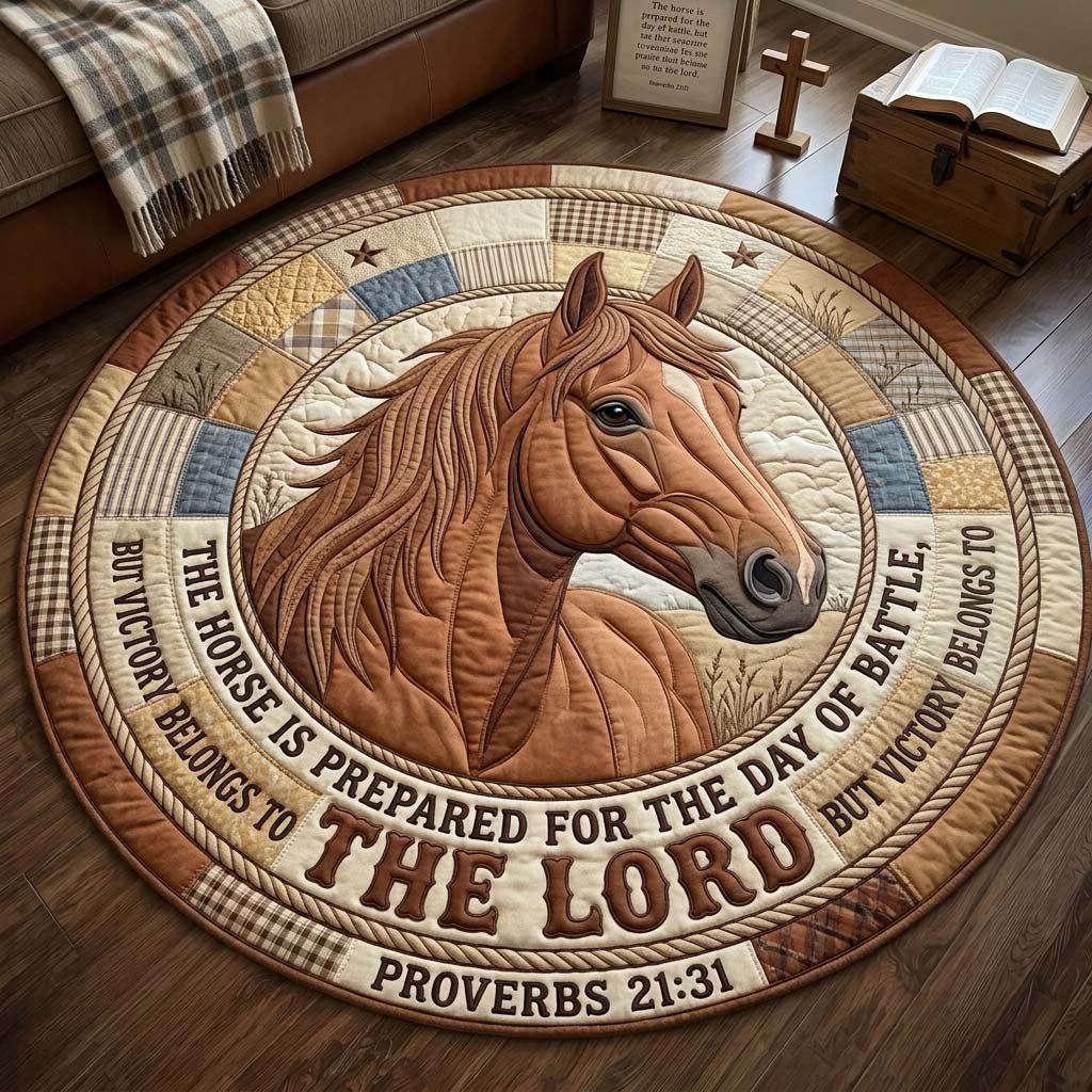 Prepared Horse Round Mat Rug - washable non-slip printed rug