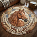 Prepared Horse Round Mat Rug - washable non-slip printed rug