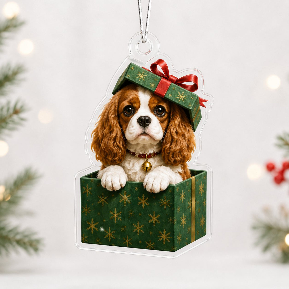 Present Cavalier King Charles Spaniel Christmas Ornament