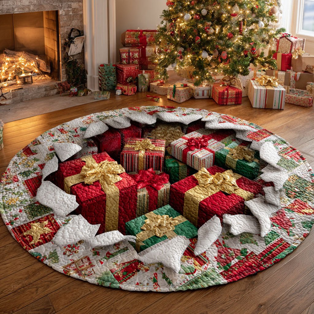 Present Pile Round Mat Rug - washable non-slip printed rug