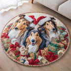 Presents Shetland Sheepdog Round Mat Rug - washable non-slip printed rug