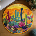 Prickly Beauty Haven Round Mat Rug - washable non-slip printed rug