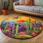 Prickly Beauty Round Mat Rug - washable non-slip printed rug