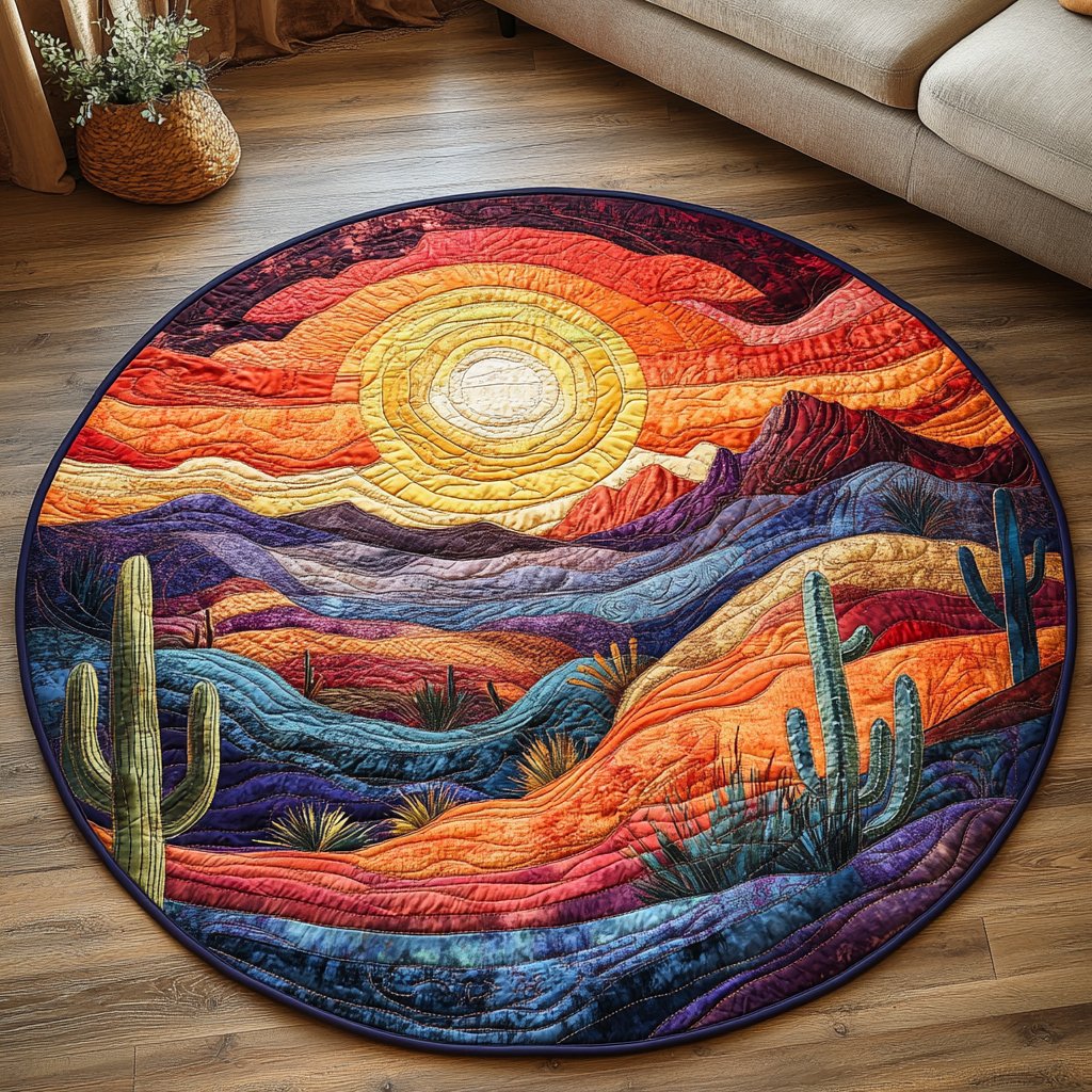 Prickly Paradise Round Mat Rug - Nature Design | Serene Home Decor