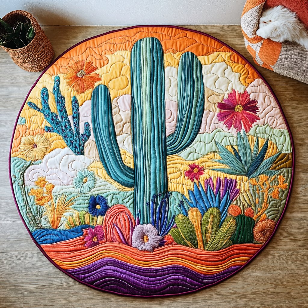 Prickly Pear Comfort Round Mat Rug - Nature Design | Serene Home Decor