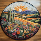 Prickly Perfection Round Mat Rug - washable non-slip printed rug