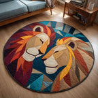 Pride Lion Round Mat Rug - washable non-slip printed rug