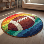 Prism Football Round Mat Rug - washable non-slip printed rug