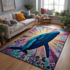 Prism Whale area rug in a living room