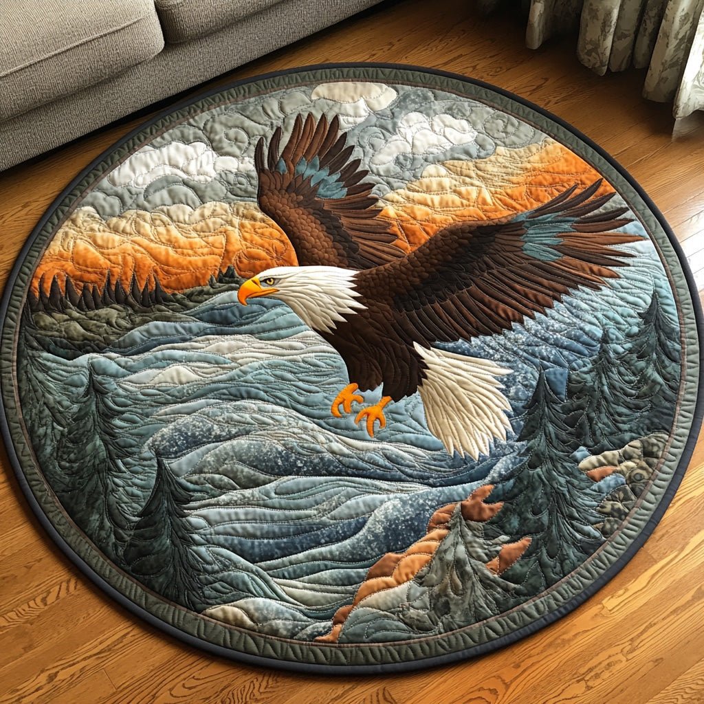 Proud Wings Round Mat Rug - washable non-slip printed rug