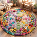 Proud to Love Round Mat Rug - washable non-slip printed rug