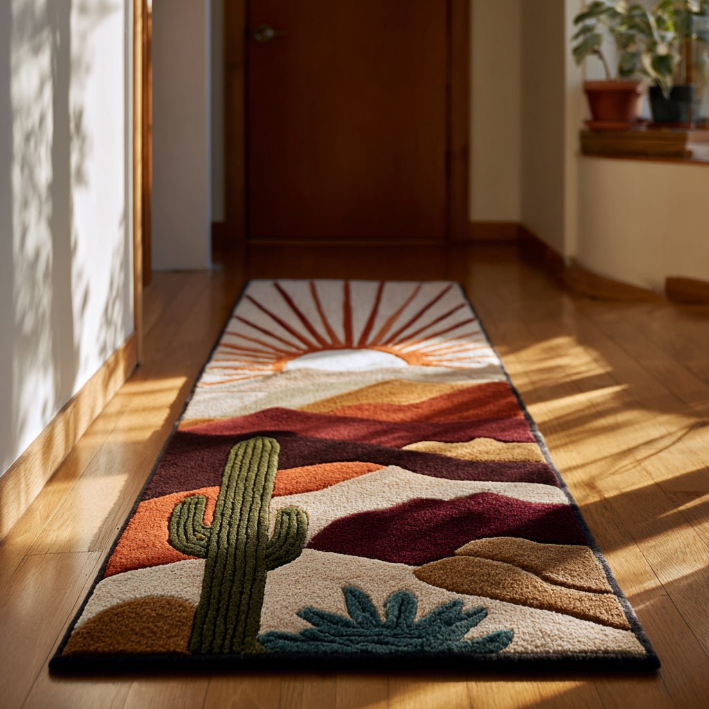 Psychedelic Cactus Dawn Runner Carpet Runner Rug - Cute Pet Design | Animal Printed Runner Rug