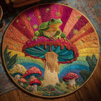 Psychedelic Frog Dream Round Mat Rug - washable non-slip printed rug