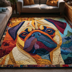 Pug Charm area rug in a living room
