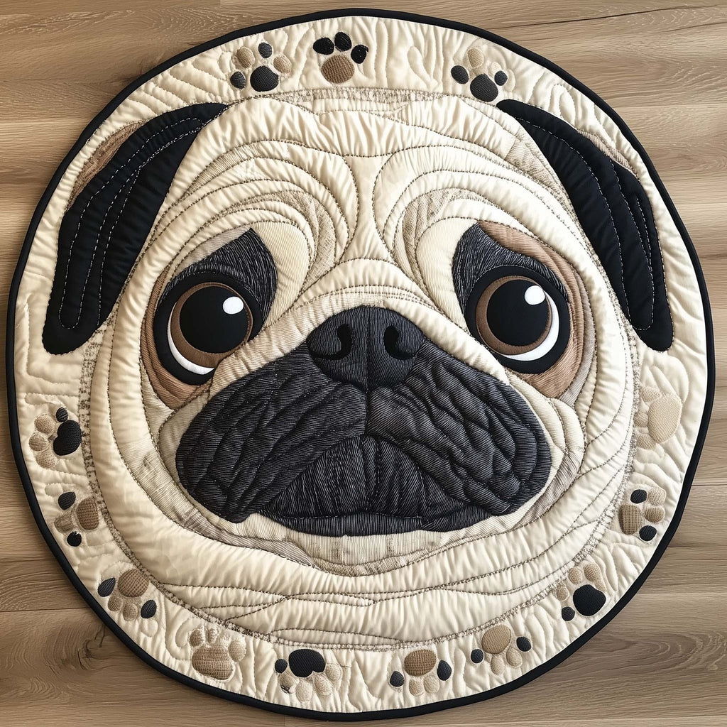 Pug Charm Round Mat Rug - Nature Design | Serene Home Decor