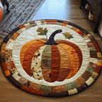 Pumkin Fest Round Mat Rug - washable non-slip printed rug
