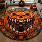 Pumpkin Abyss Halloween Round Mat Rug - washable non-slip printed rug